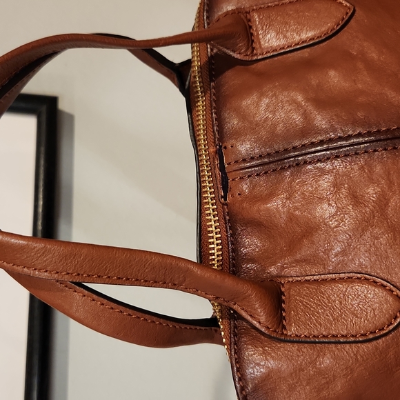 Frye Leather Ring Dome Satchel Handbag - Picture 13 of 14